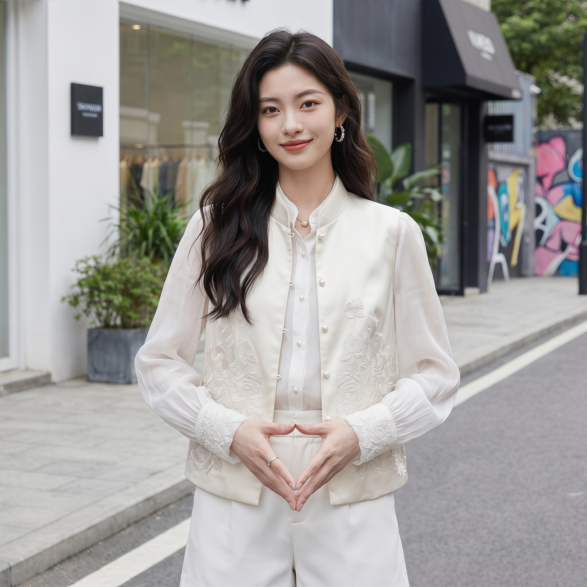 安斐欧娜法式国风满绣马甲女