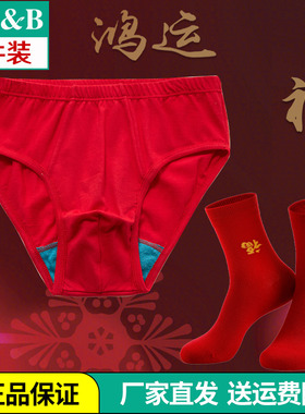 AB高腰三角裤纯棉宽松中老年本命年棉袜子爸爸裤男士抑菌内裤0922