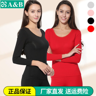 N808 棉莫代尔超薄秋衣秋裤 AB内衣女士青年蕾丝长袖 紧身保暖套装