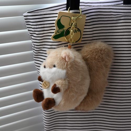 丑萌松鼠豆豆毛绒钥匙扣挂件