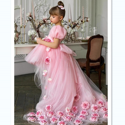 粉色公主裙女童蓬蓬纱生日礼服
