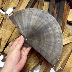 金丝楠木扇子高端小尺寸阴沉木工艺扇中式 折扇摆件15厘米实木苏扇