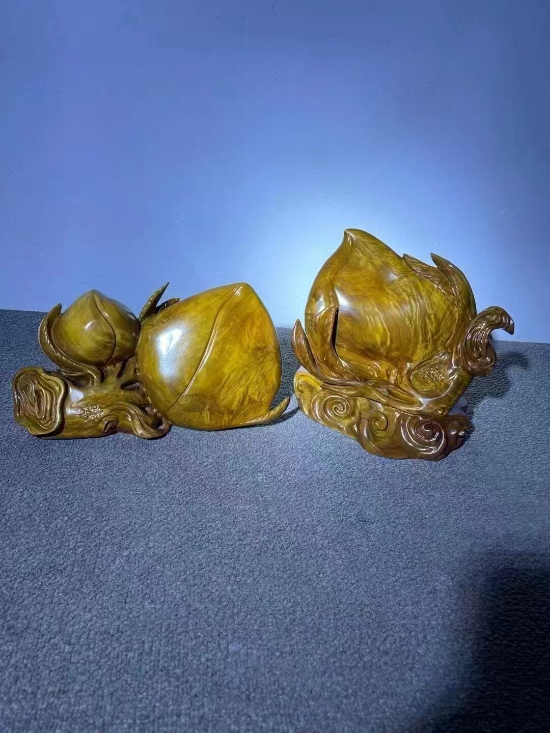 金丝楠木寿桃摆件实木雕刻福寿双全工艺品小叶桢楠家居客厅装饰品