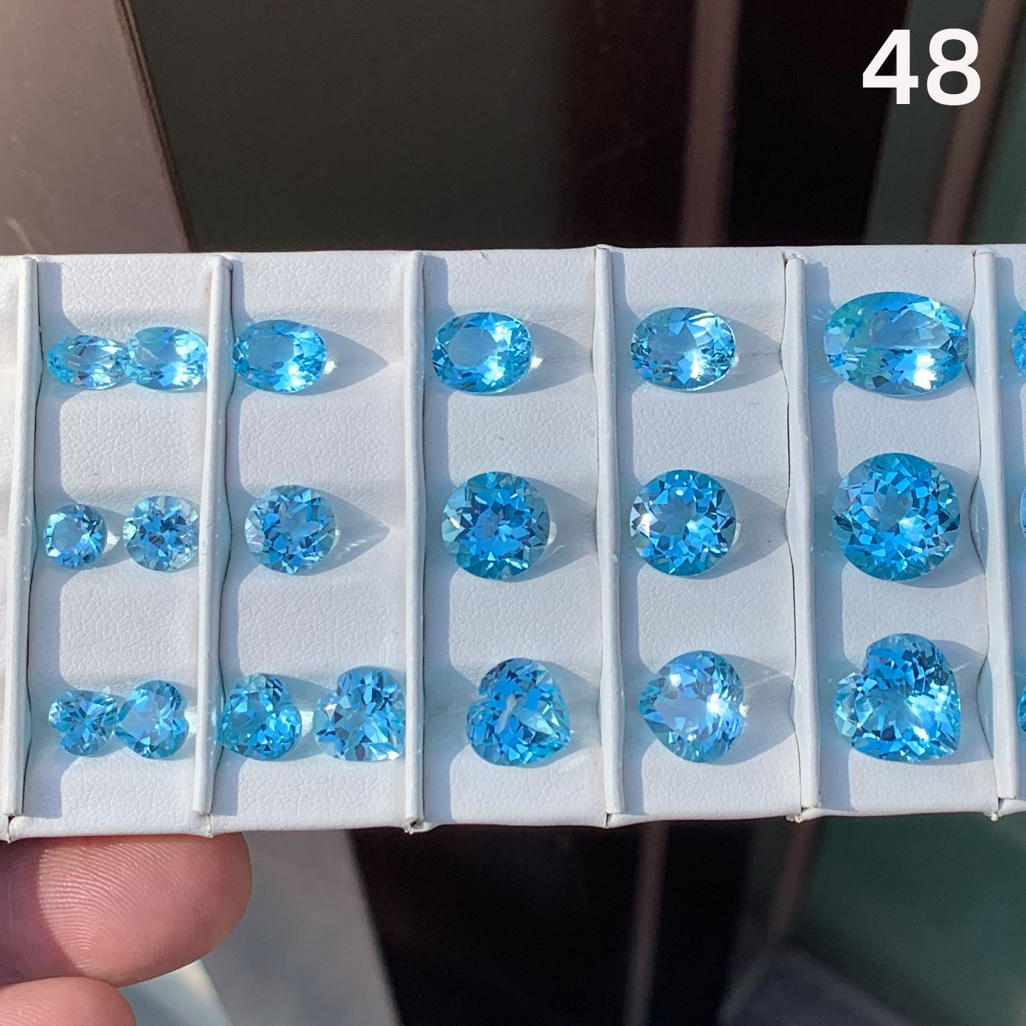 天然托帕石裸石 钻切圆形 心形椭圆 海蓝宝色平替天空蓝色宝石