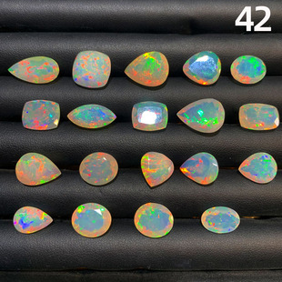 天然非洲蓝欧泊宝石 彩虹戒面 裸石火彩好蛋白石戒指耳钉吊坠礼物