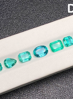 天然祖母绿宝石 祖母绿切裸石 椭圆正方形艳绿色刻面宝石定制