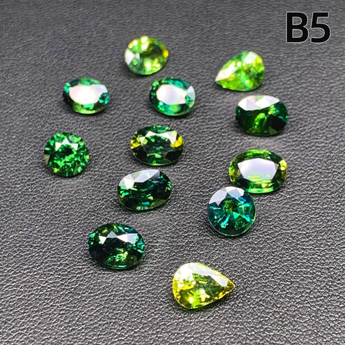 蓝宝石裸石全净体黄绿色宝石昌乐