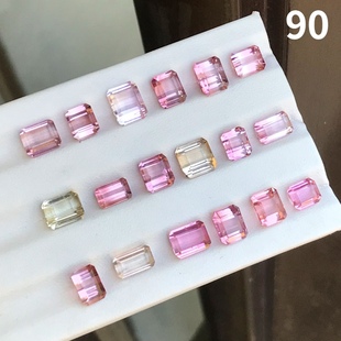 天然方形粉碧玺 裸石 戒面樱花粉2克拉宝石可定制戒指吊坠手链