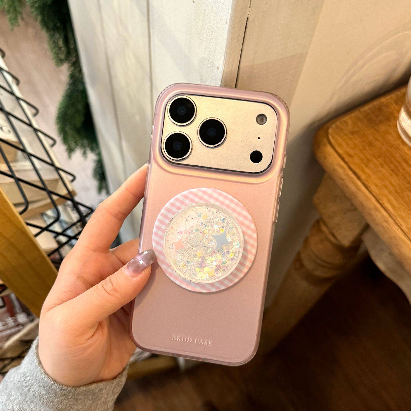 INS韩风少女纯色粉花流沙适用苹果17promax手机壳ipho