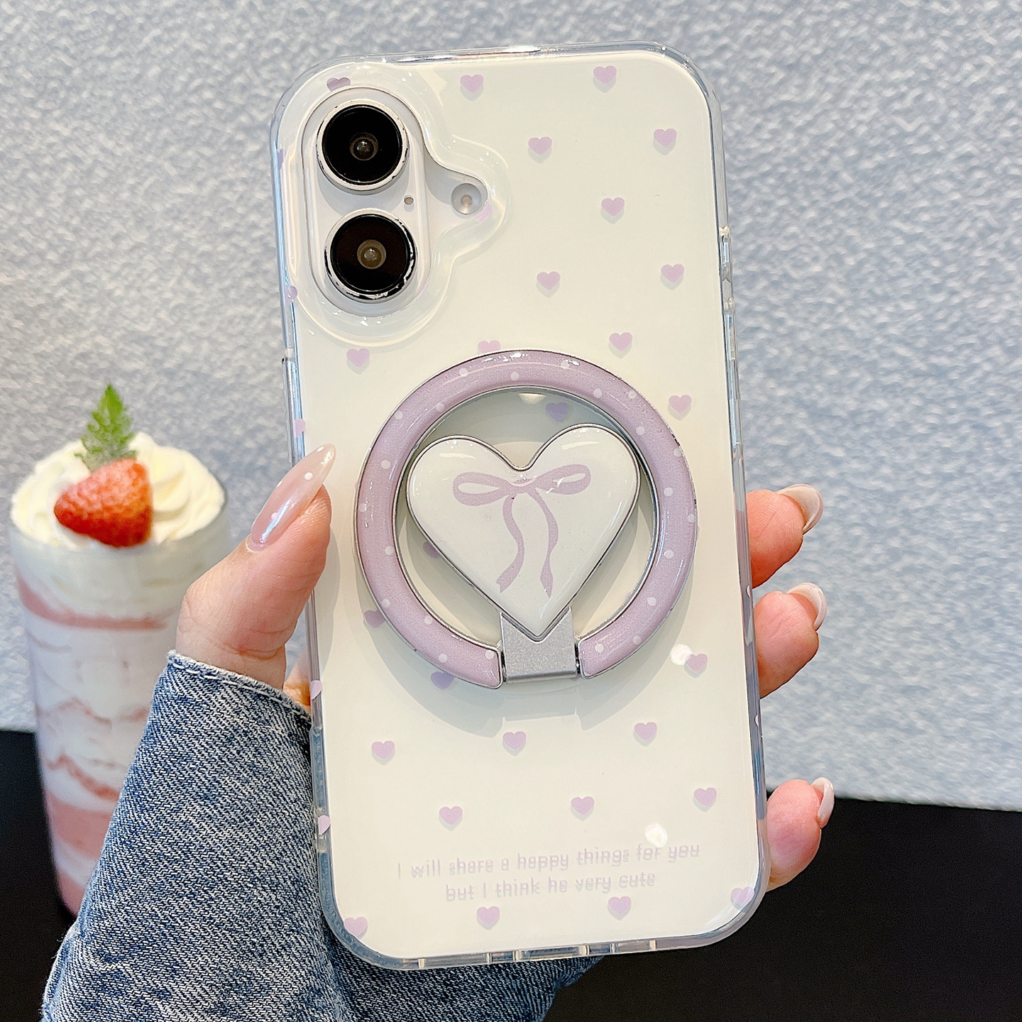 磁吸壳紫色爱心折叠支架iPhone16/15手机壳适用苹果14/17promax双层硬壳少女爱心简约新款13软边硬底防摔外壳