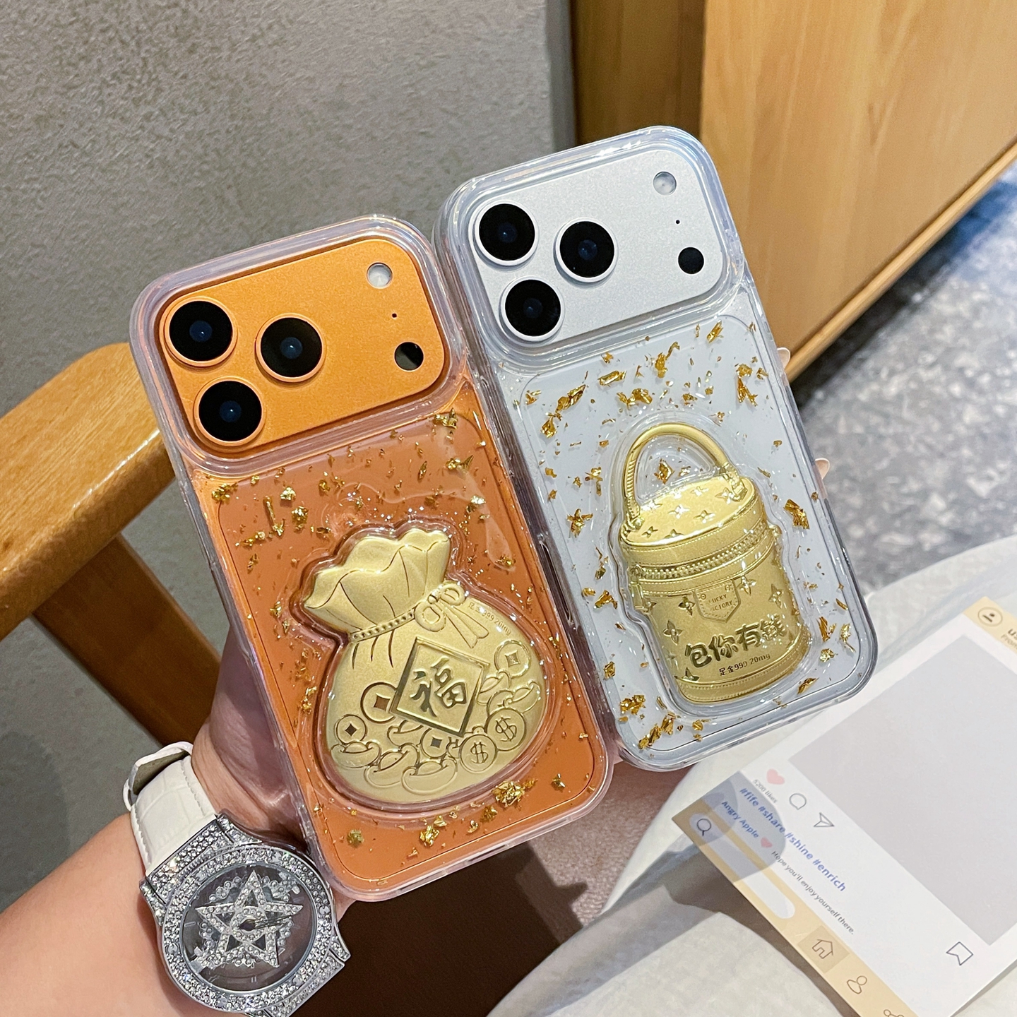 包你有钱福袋福气满满适用苹果17promax手机壳iphone16新款15pro女款14/13保护套滴胶立体外壳