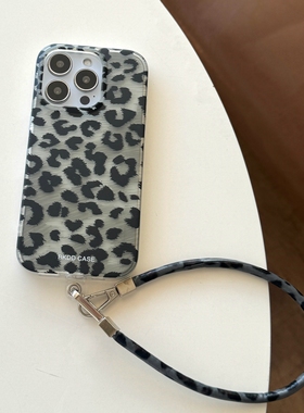 适用iphone17pro手机壳高级感时尚苹果16pormax双层硬底防摔全包保护套个性潮流ip15新款羽纱黑色小豹纹13/14