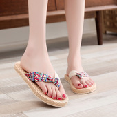 新款 三亚海边拖鞋 女波西米亚夏季 民族风居家外穿平底女人字拖沙滩