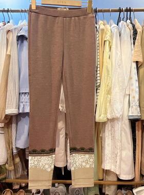 女子会舍之R.T.专柜正品春秋女高腰印花拼接长裤打底裤R15D555065