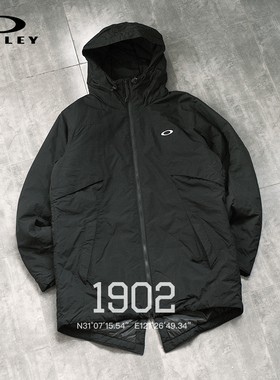 现货 OAKLEY INSULATION HALF COAT 防风中长款连帽夹克保暖棉服