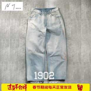 现货 ANCELLM SELVEDGE DENIM 5P PANTS 日产水洗污渍破坏牛仔裤