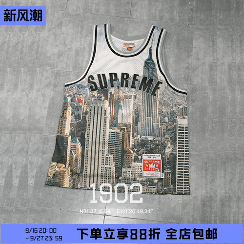 现货Supreme联名款蓝球衣背心