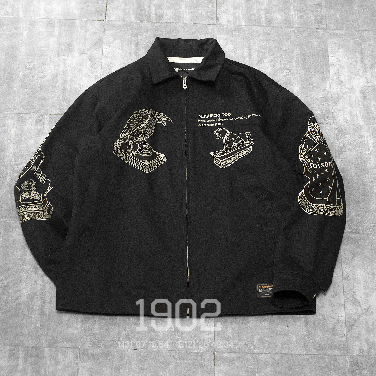 现货 NEIGHBORHOOD 26SS SOUVENIR JACKET 香炉刺绣拉链夹克外套