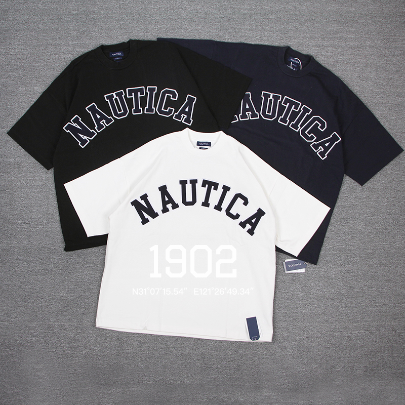 现货 NAUTICA JAPAN 22SS ARCH TEE长谷川刺绣LOGO宽松短袖T恤-封面