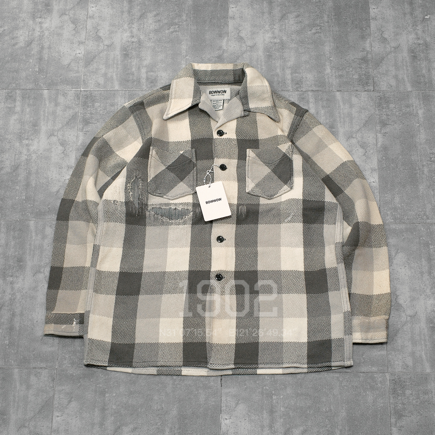 现货BOWWOW25AW补丁格子衬衫