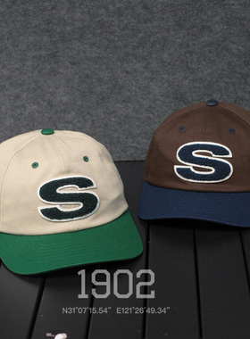 现货 Stussy 26SS Chenille Cap 毛巾绣 六片棒球帽 拼色弯檐帽