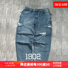 现货 BEAMS 23SS SSZ DAMAGE CUT DENIM 水洗破洞做旧休闲牛仔裤