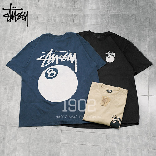 现货STUSSY24FW黑8短袖T恤