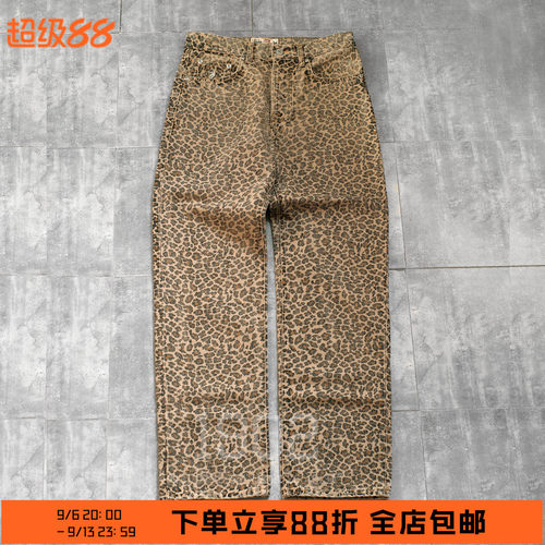 Stussy25SS豹纹牛仔长裤