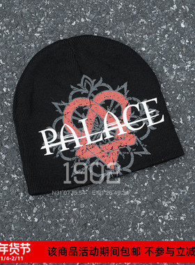 现货 PALACE 25FW HIM BEANIE 摇滚乐队联名款爱心针织毛线帽冷帽