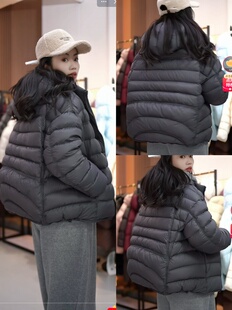 7排骨90绒子安心绒黑色连帽90白鸭绒羽绒服