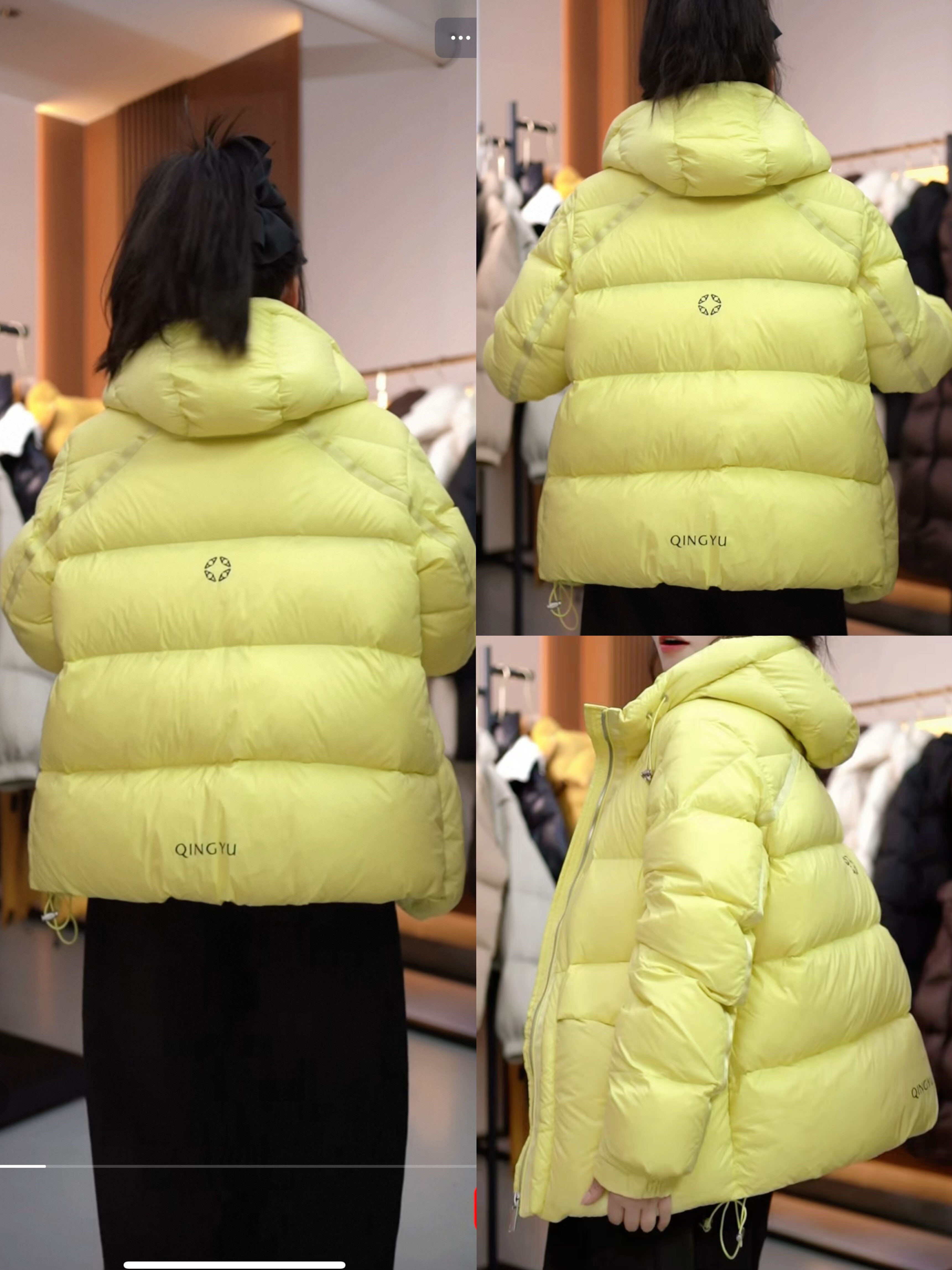 鹅黄色短款高货90白鹅绒羽绒服 全身充绒