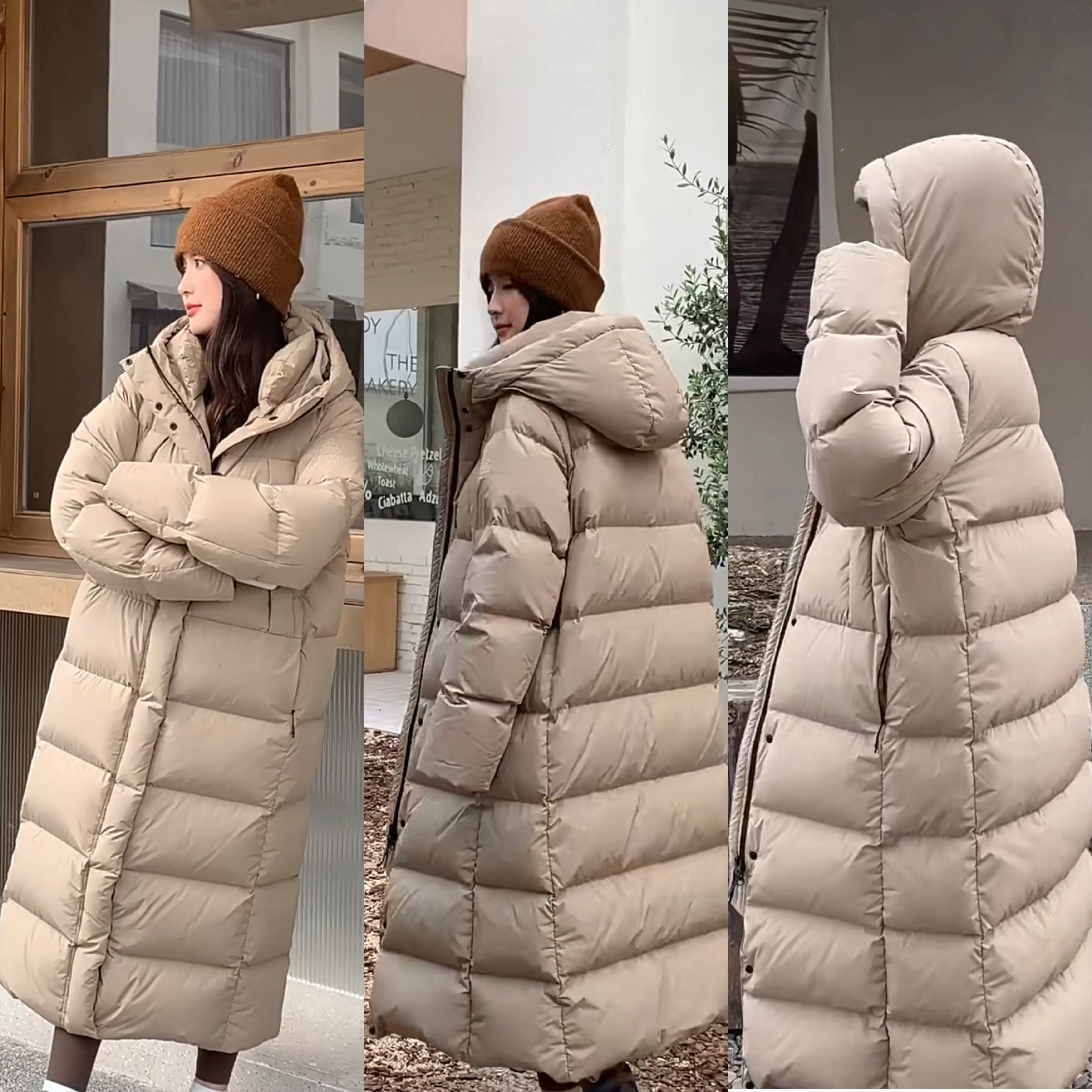 全身充绒 男女同款95白鸭绒大长款简约被子加厚面料抗风保暖