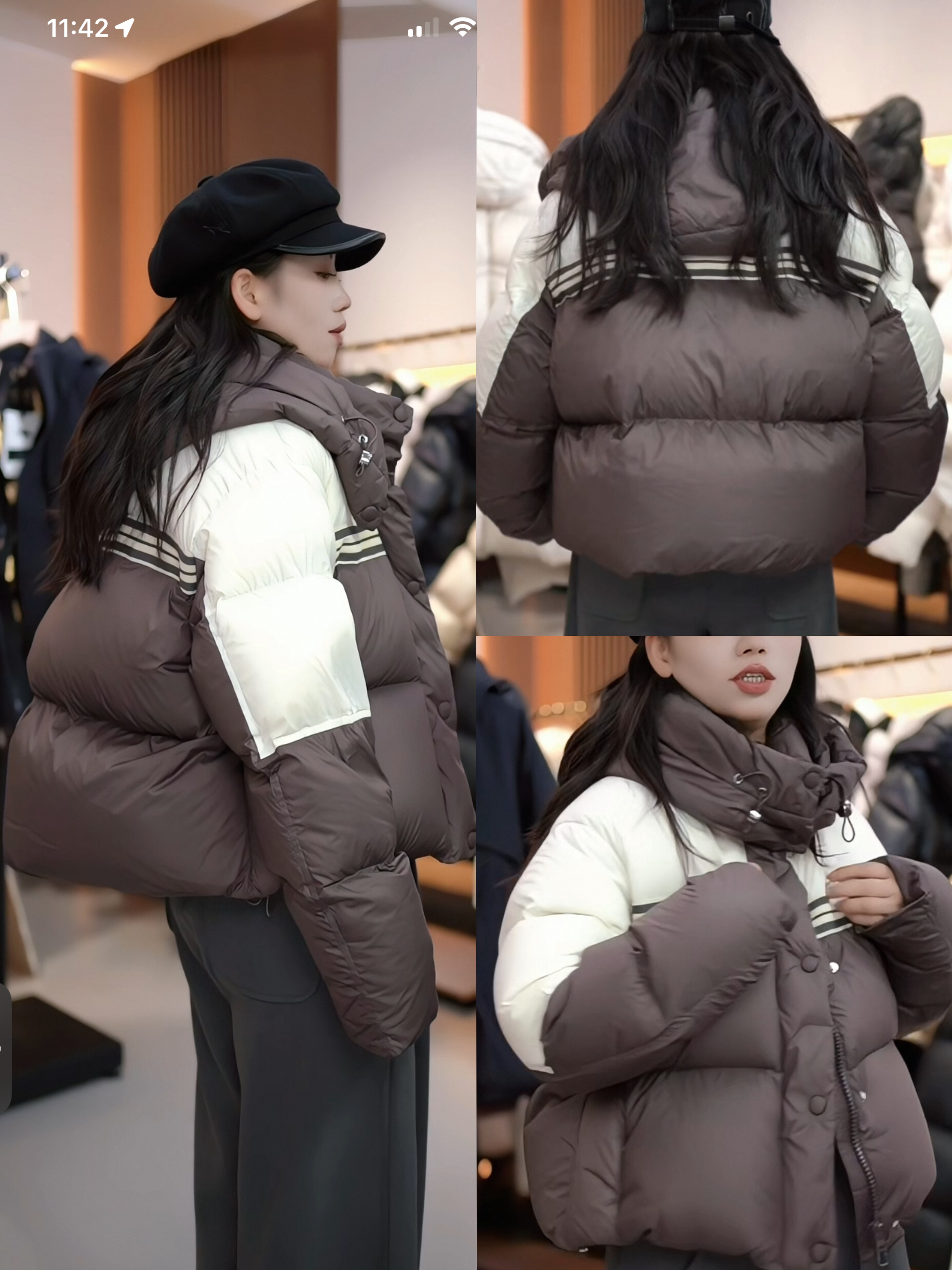 撞色短款羽绒服女2025冬季新款小个子设计感面包服外套