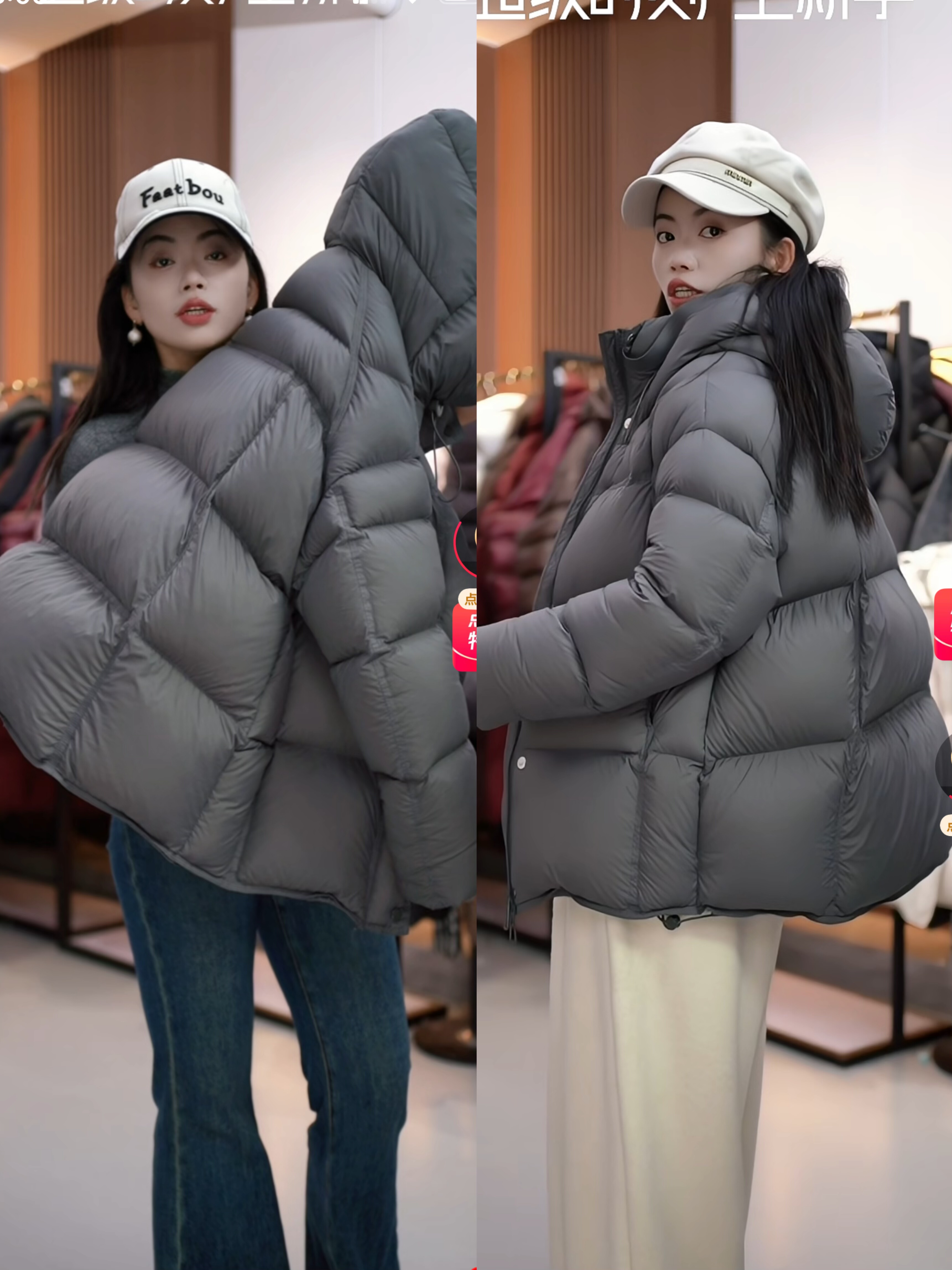 五色 奶油云朵泡芙中款高蓬ji寒90白鹅绒羽绒服