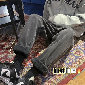 现货主推加绒加厚牛仔裤！男女中性宽松直筒裤NB693图片