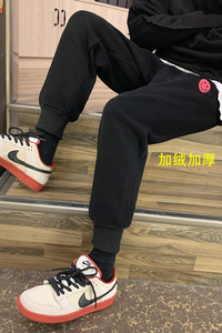 点击10%加绒卫裤！中性ins个性休闲运动裤男九分NB403加绒图片