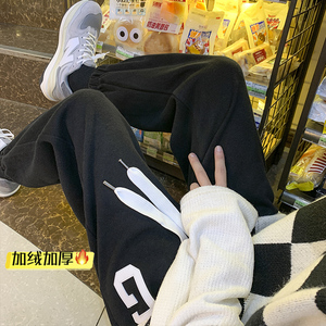 大G绣标加绒加厚卫裤爆！男女中性宽松休闲运动裤束脚裤NB689
