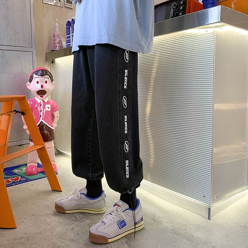 主推转化高！印花牛仔裤男女中性ins宽松九分裤NB619P55,男装牛仔裤,电商C303