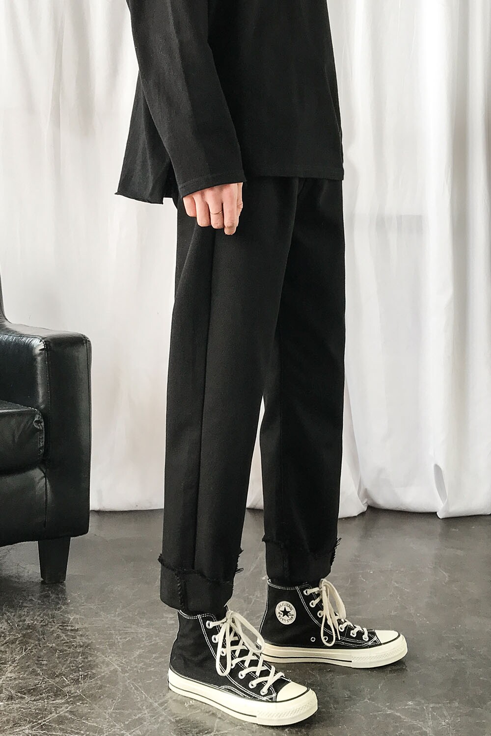 很仙的裤子主推大货！2021春夏裤脚毛边宽松牛仔裤九分男NB109P58,男装牛仔裤,电商C303