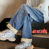 加绒NB1020P55特控88抖音一推就的加厚宽松直筒牛仔裤，男装牛仔裤，电商C303