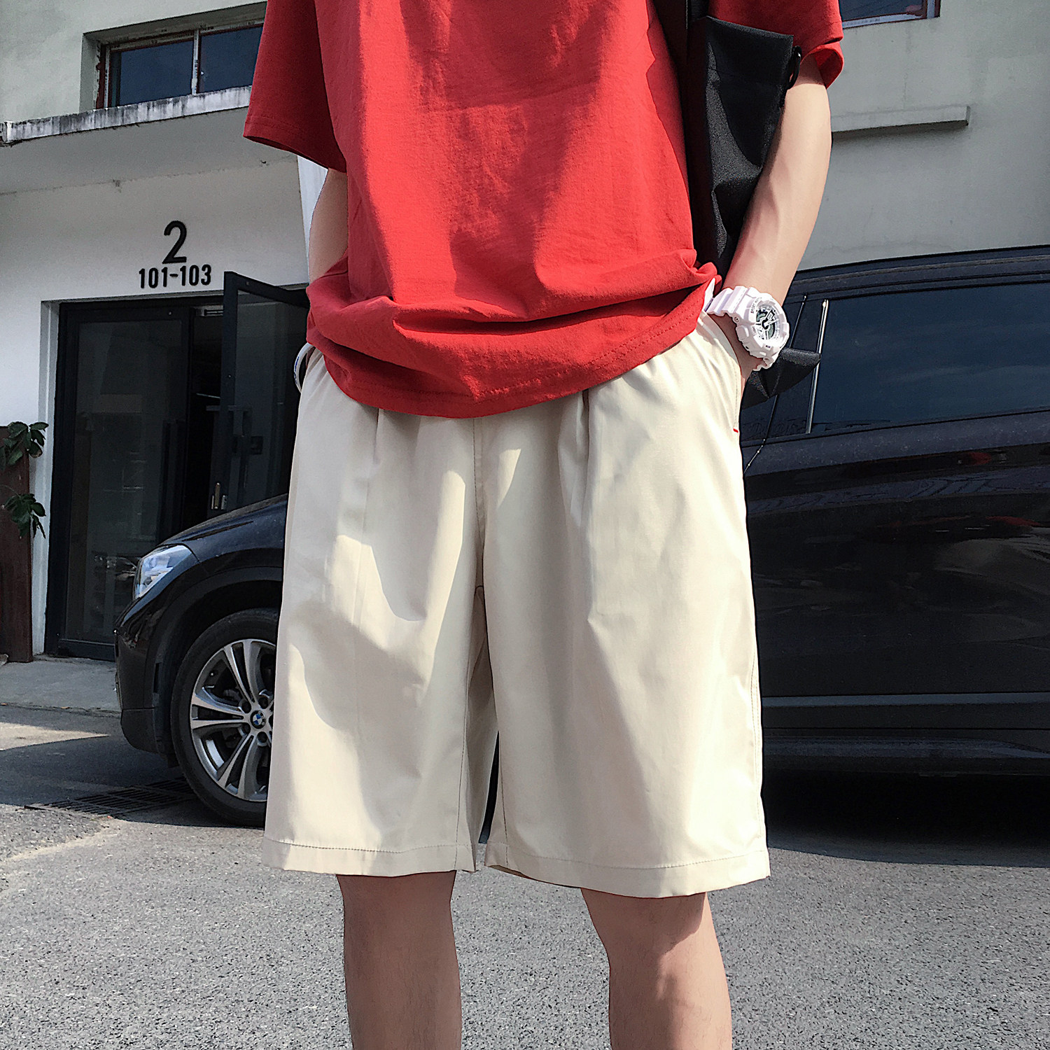 主推2021夏薄纯色宽松短裤中裤男女五分裤BM411P30（控价48）图片