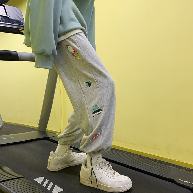 点击高！印花卫裤男女中性宽松直筒休闲裤运动裤九分NB651,男装休闲裤,电商C303