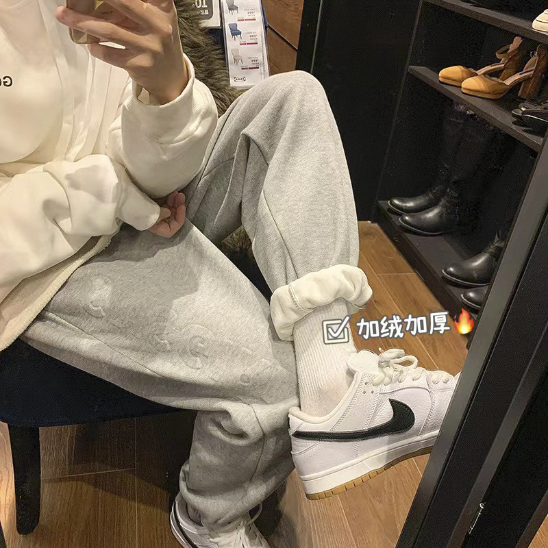 加绒加厚卫裤休闲束脚裤！男女中性字母印花运动裤NB691,男装休闲裤,电商C303