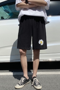 转化率高2021夏雏菊印花运动短裤男女中性五分裤NB119P35（控48）图片