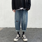 现货主推！2021春夏破洞牛仔九分裤男宽松老爹裤NB381P60，男装牛仔裤，电商C303