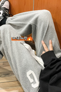 大G绣标加绒加厚卫裤！男女中性宽松休闲运动裤束脚裤NB689图片
