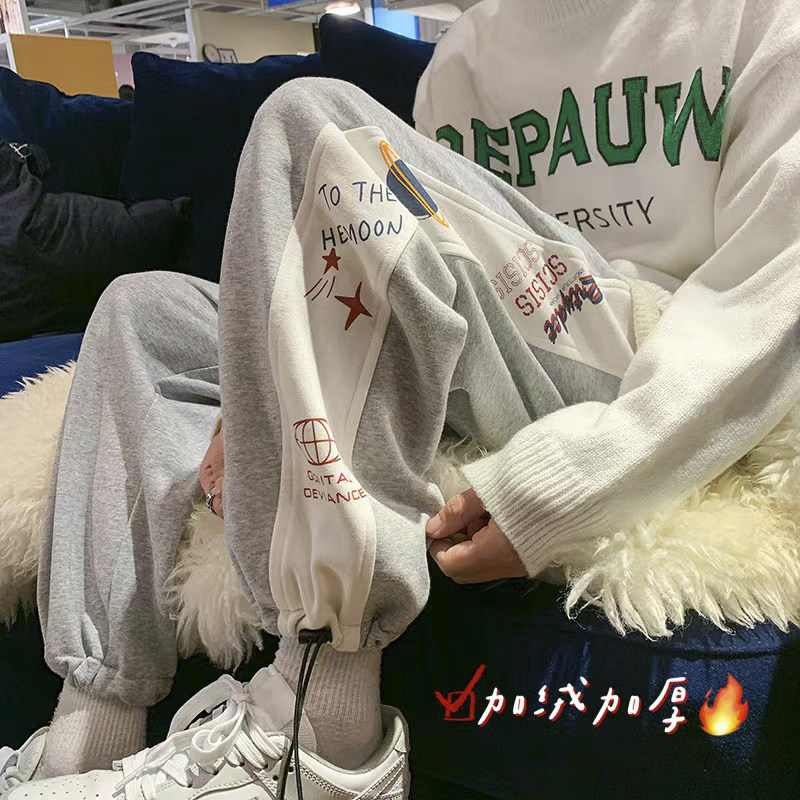 现货转化高卫裤！男女中性宽松印花休闲运动裤！NB668加绒,男装休闲裤,电商C303