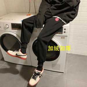 主推！加绒运动裤笑脸绣花卫裤男女中性裤NB403常规P55加绒P60,青少年男生衣服搭配图图片
