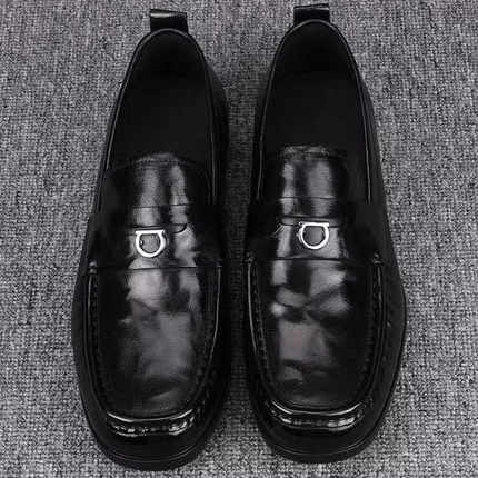 野森霖高端休闲牛皮皮鞋男新款潮流一脚蹬男士商务真皮豆豆鞋潮鞋