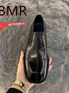 2025春夏新款真皮男鞋新款时尚方头正装商务休闲一脚蹬休闲皮鞋男